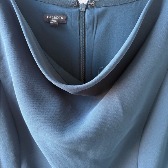 Talbots Cowl Neck Sheath Style Sleeveless Teal Dress Size 16P Sophisticated - Picture 6 of 11